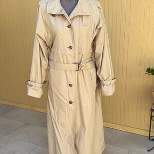 London Fog Maincoats Vintage Trench Coat Women's Size 14 Regular Tartan Lining